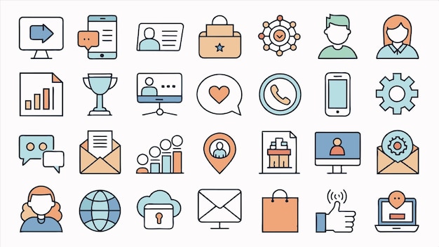 un conjunto de iconos para el sitio web de la oficina