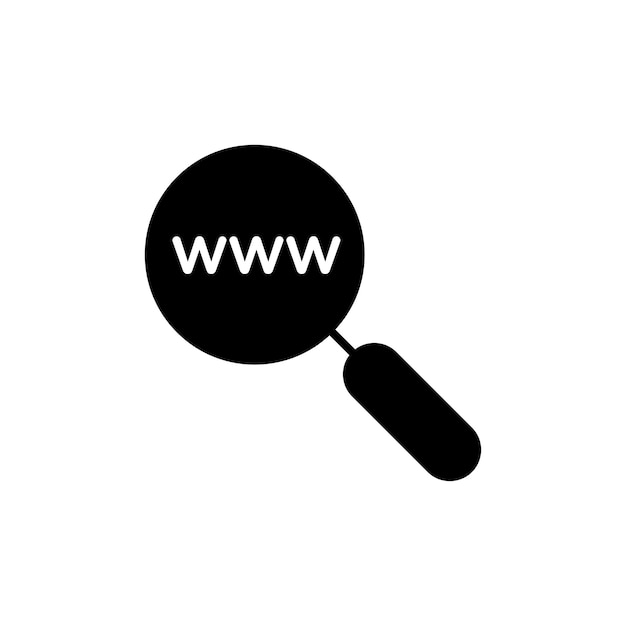 Conjunto de íconos de sitios web de búsqueda Símbolo vectorial de WWW e Internet Domain en un estilo de relleno y contorno en negro Signo de exploración en línea