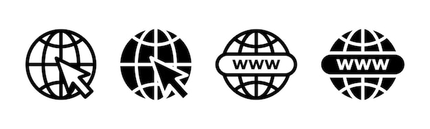 Conjunto de iconos de sitios web Símbolo de enlace web Ilustración vectorial de conexión a Internet Signo del navegador Enlace al sitio WWW