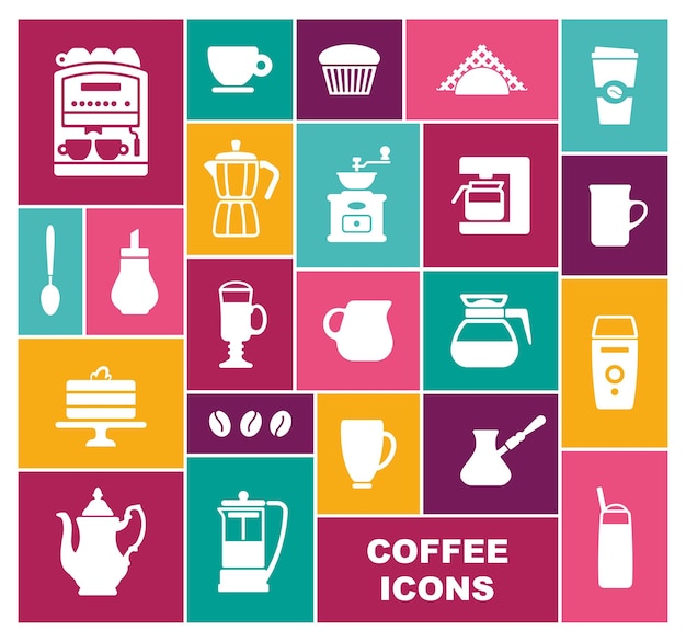Conjunto de iconos sobre un tema de café