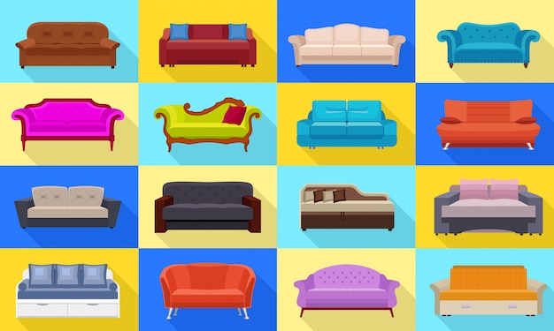 Conjunto de iconos de sofá.