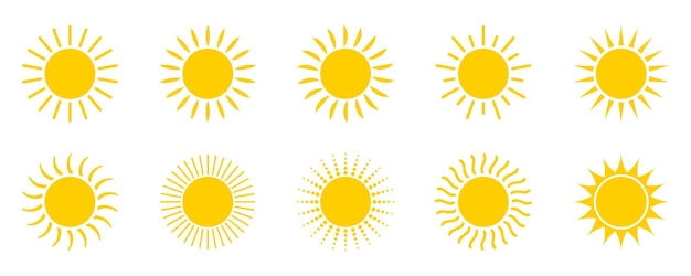 Conjunto de iconos de sol. ilustración vectorial