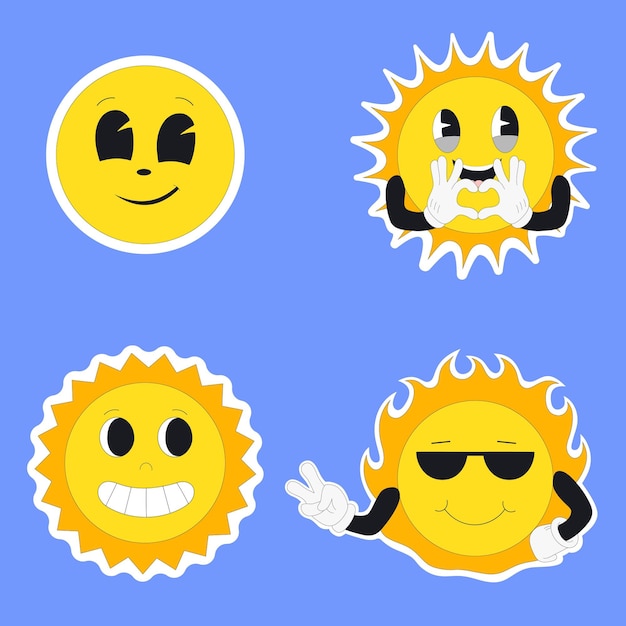 Vector un conjunto de iconos de sol y sol.