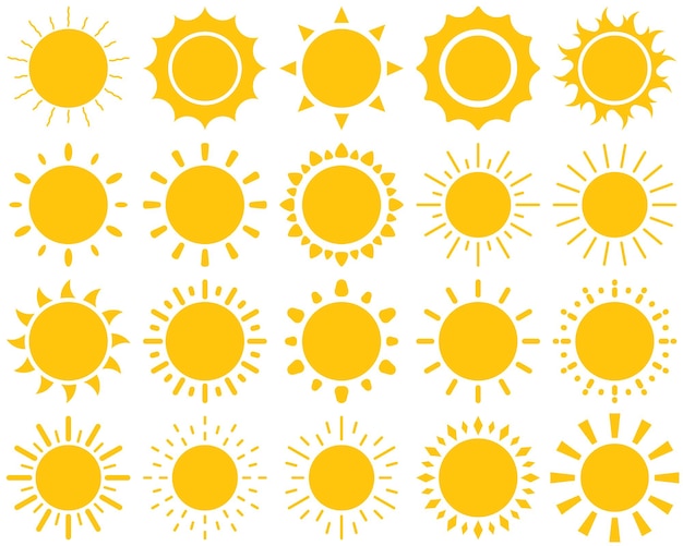 conjunto de iconos de sol verano sol caliente