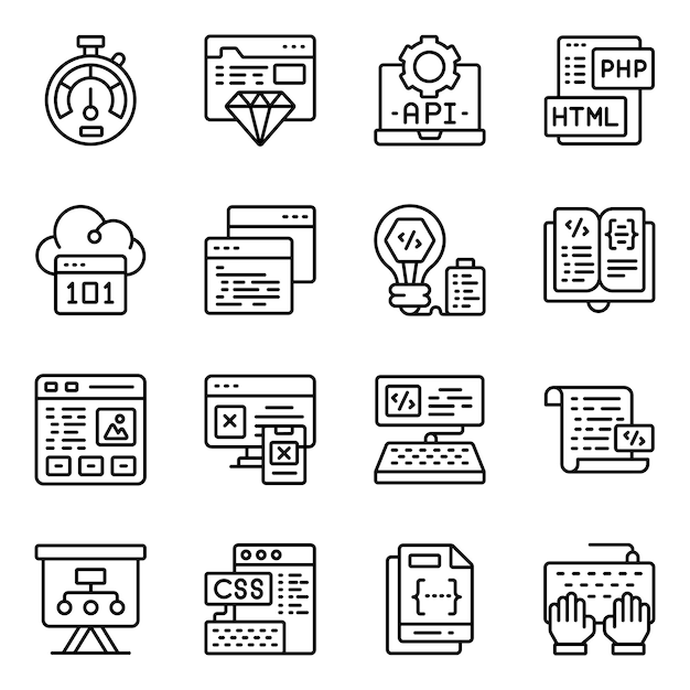 Conjunto de íconos sólidos de codificación