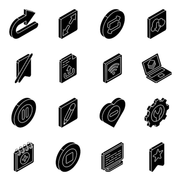 Conjunto de iconos sólidos de la experiencia del usuario