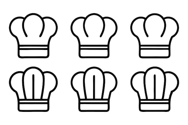 Conjunto de iconos de sombrero de chef Ilustración vectorial del letrero y símbolo del restaurante