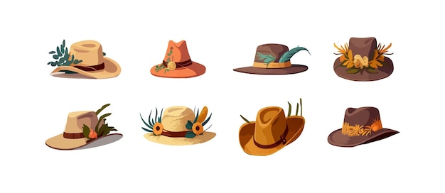 Conjunto de iconos de sombrero diseño de ilustración vectorial