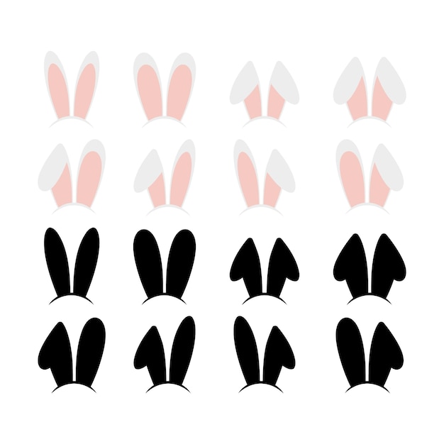 Conjunto de iconos de sombrero de orejas de conejo Colección de iconas de sombreros de oídos de conejo Estilo plano Ilustración vectorial xA