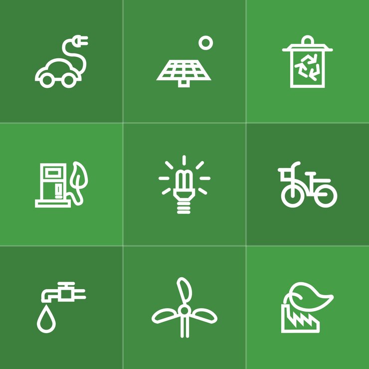 Conjunto de iconos de sostenibilidad y medio ambiente