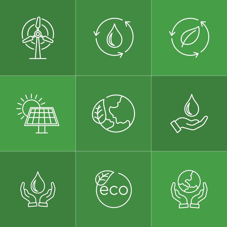 Conjunto de iconos de sostenibilidad y medio ambiente