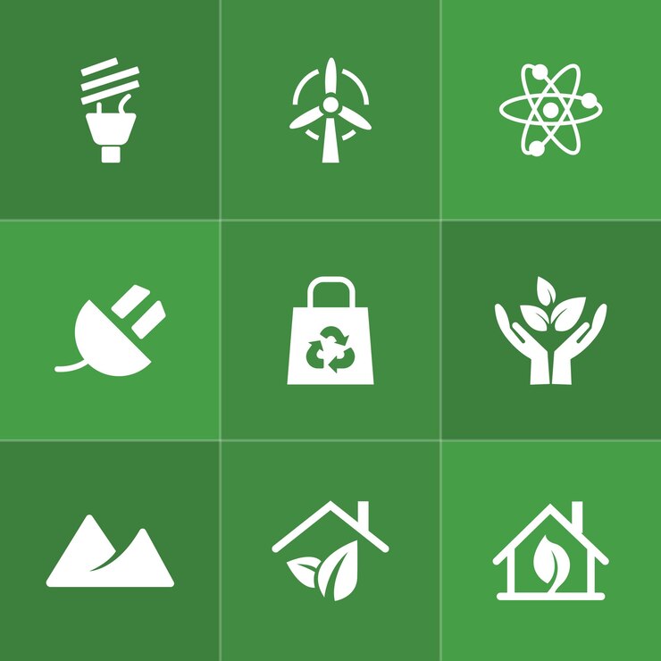 Conjunto de iconos de sostenibilidad y medio ambiente