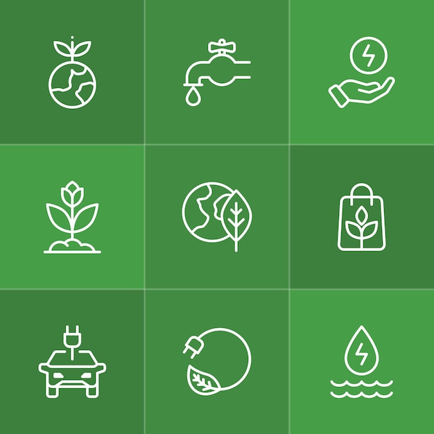 Conjunto de iconos de sostenibilidad y medio ambiente