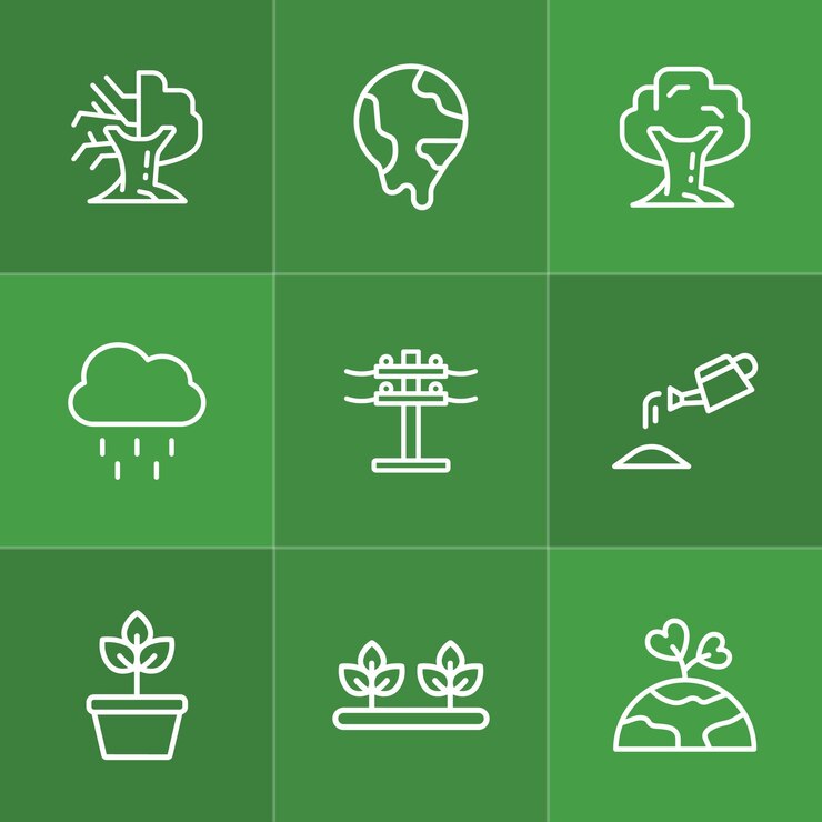 Conjunto de iconos de sostenibilidad y medio ambiente