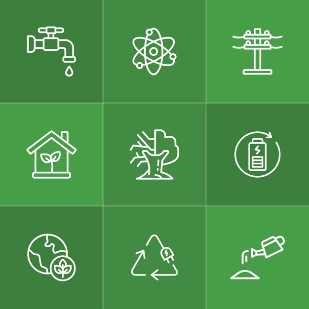 Conjunto de iconos de sostenibilidad y medio ambiente