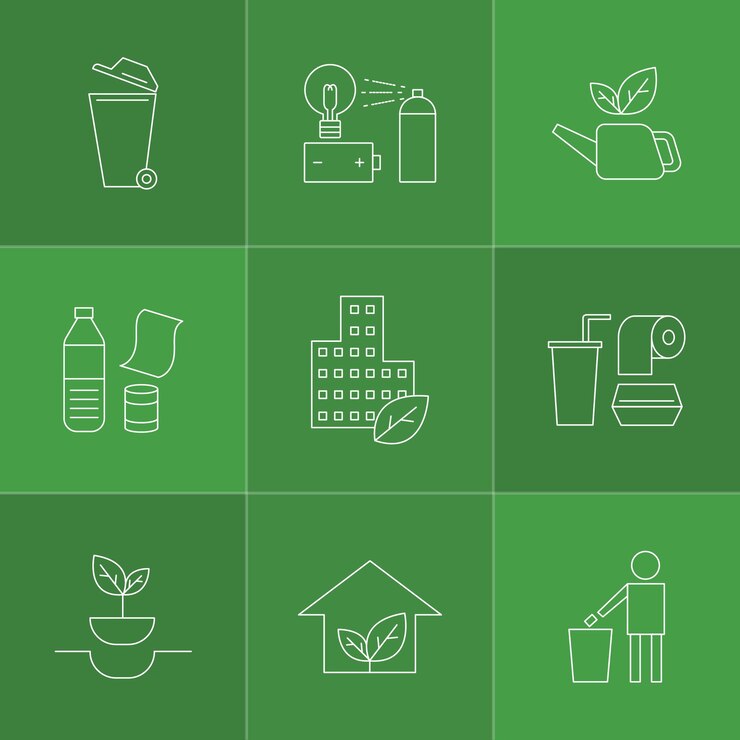 Conjunto de iconos de sostenibilidad y medio ambiente