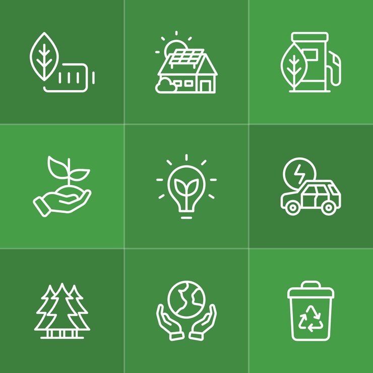 Conjunto de iconos de sostenibilidad y medio ambiente