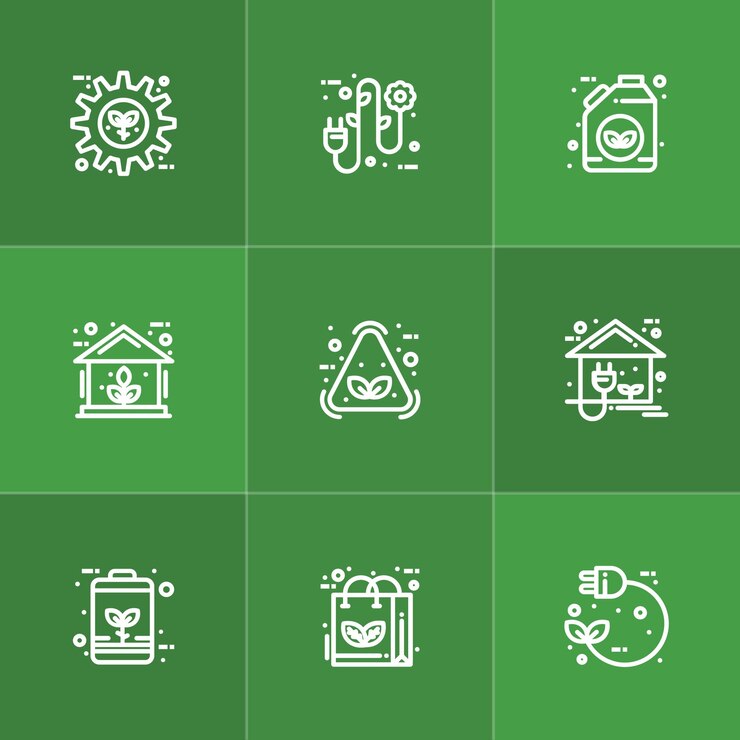 Conjunto de iconos de sostenibilidad y medio ambiente