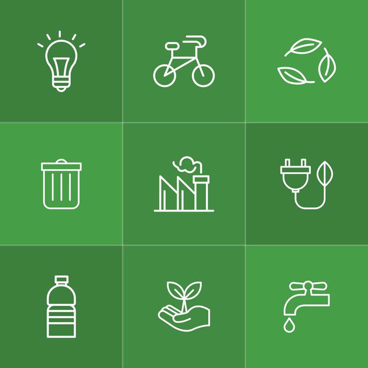 Conjunto de iconos de sostenibilidad y medio ambiente