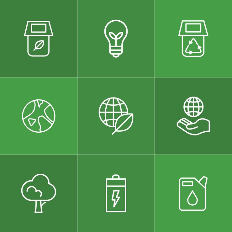 Conjunto de iconos de sostenibilidad y medio ambiente
