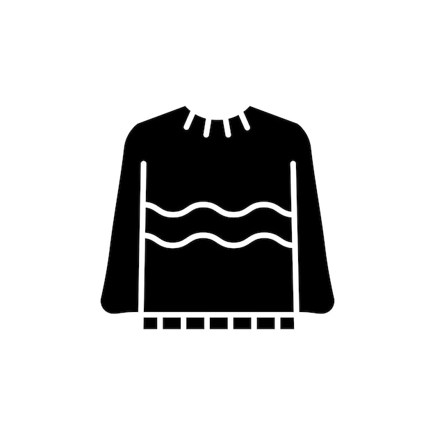 Conjunto de íconos de suéter para mujeres Símbolo vectorial de suéter de invierno de textura cálida en un estilo de relleno y contornos negros