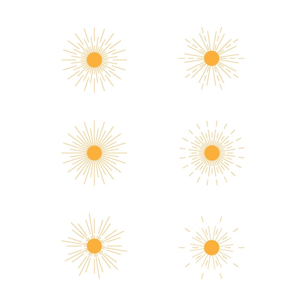 Conjunto de iconos de sun y elementos de diseño