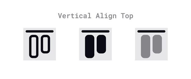 Conjunto de iconos superiores de alineación vertical