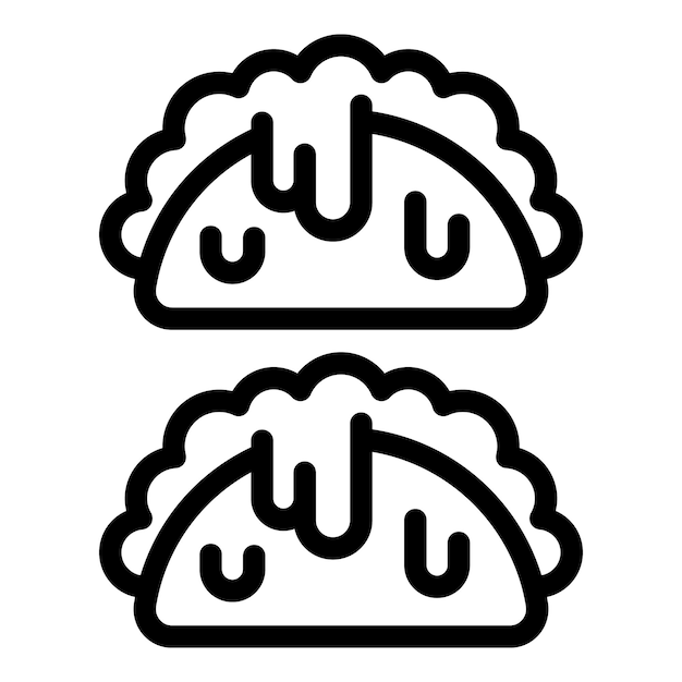 Conjunto de iconos de tacos en blanco y negro