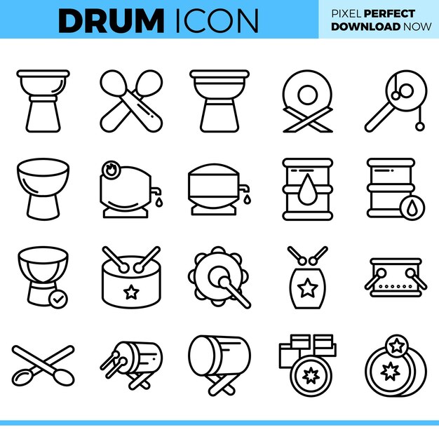 Conjunto de iconos de tambor vectorial