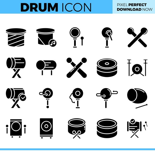 Conjunto de iconos de tambor vectorial
