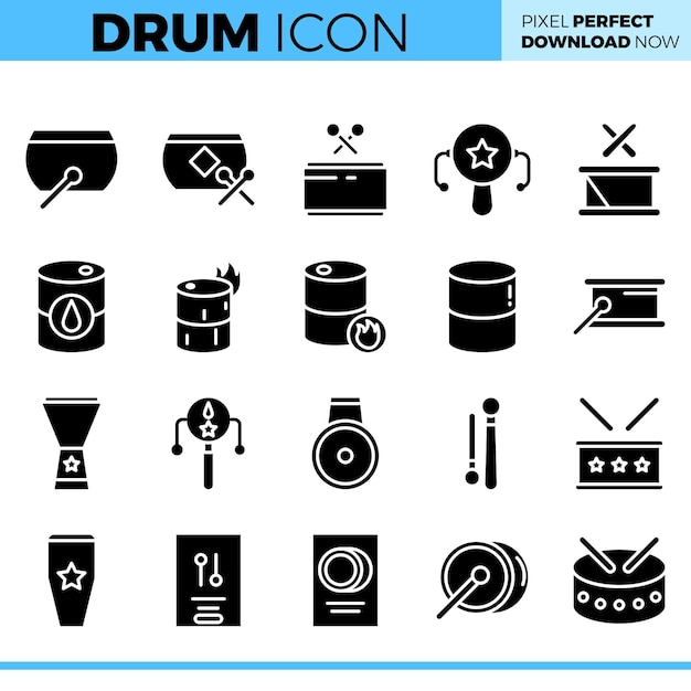 Conjunto de iconos de tambor vectorial