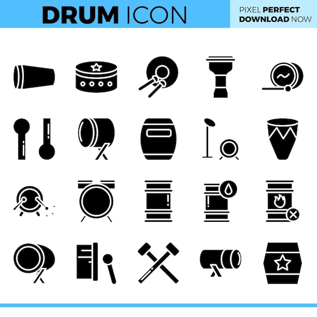 Conjunto de iconos de tambor vectorial
