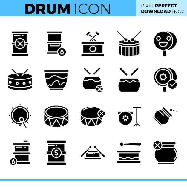 Conjunto de iconos de tambor vectorial