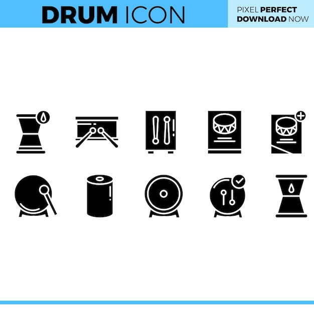 Conjunto de iconos de tambor vectorial