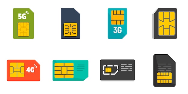 Conjunto de iconos de tarjeta de teléfono sim