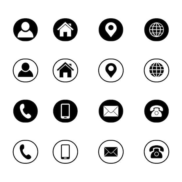 Conjunto de iconos de tarjeta de visita icono de información de contacto ilustración vectorial