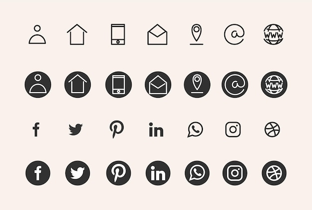 Conjunto de iconos de tarjeta de visita icono de información de contacto ilustración vectorial