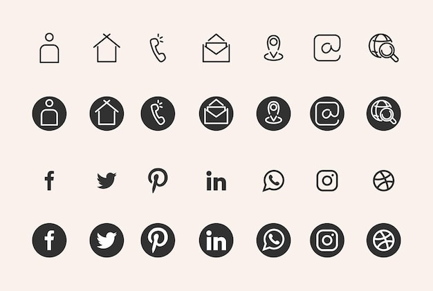 Conjunto de iconos de tarjeta de visita icono de información de contacto ilustración vectorial