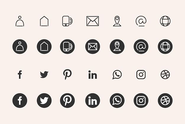 Conjunto de iconos de tarjeta de visita icono de información de contacto ilustración vectorial