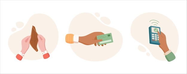 Conjunto de iconos de tarjetas de mano