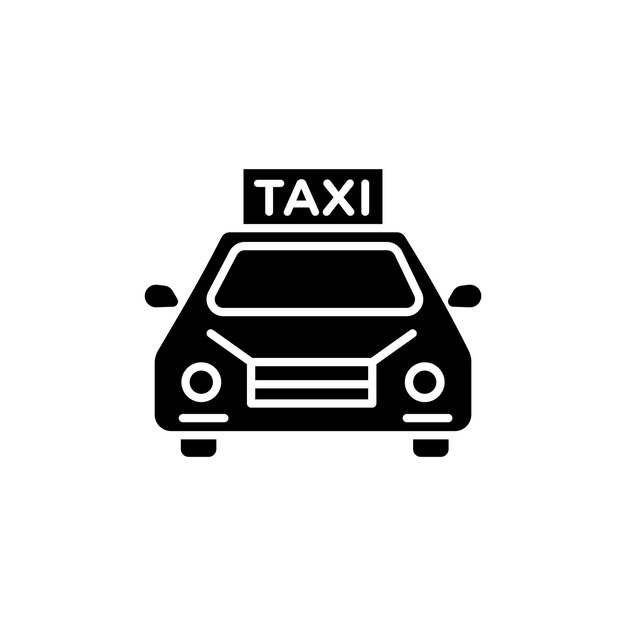 Conjunto de iconos de taxi Símbolo vectorial del servicio de taxi de automóvil en un estilo de viaje urbano lleno y delineado en negro