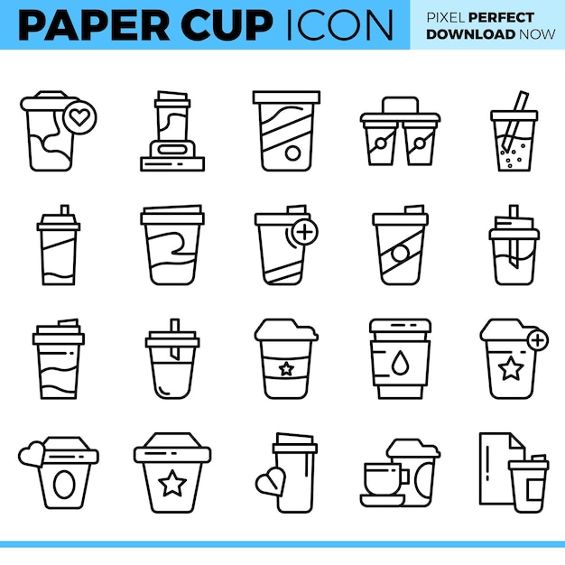 Conjunto de iconos de taza de papel vectorial
