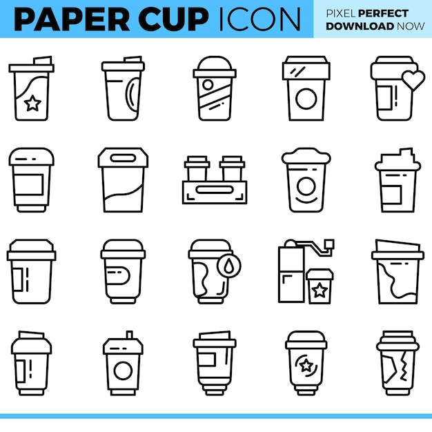 Conjunto de iconos de taza de papel vectorial