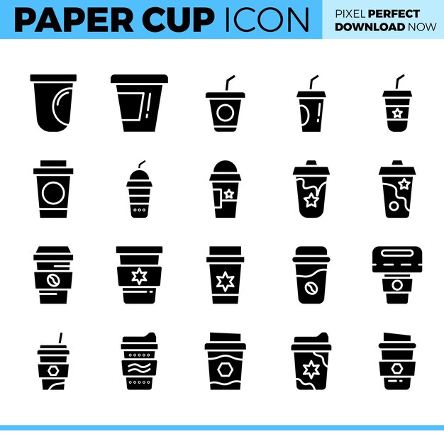Conjunto de iconos de taza de papel vectorial