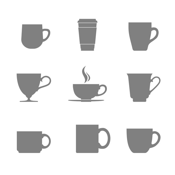Conjunto de iconos de taza de té vectorial