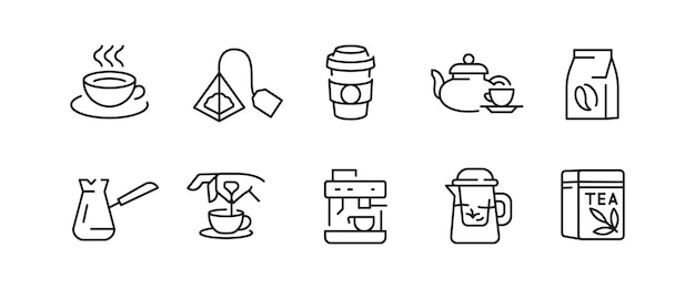 Conjunto de iconos de té y café