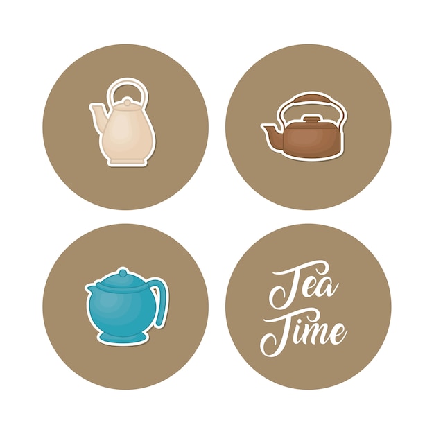 Vector conjunto de iconos de té