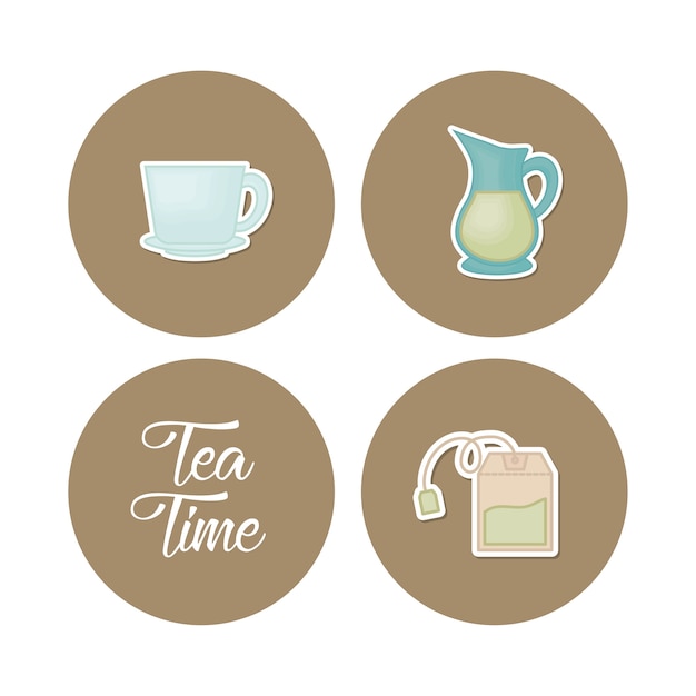 Vector conjunto de iconos de té