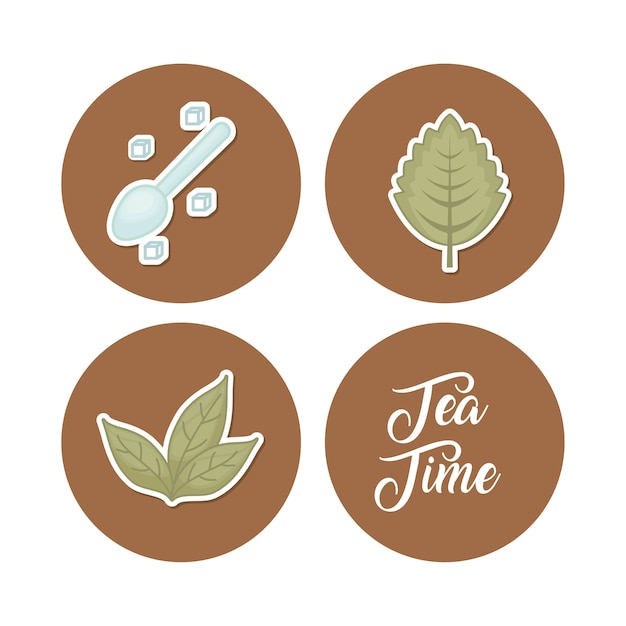 Vector conjunto de iconos de té