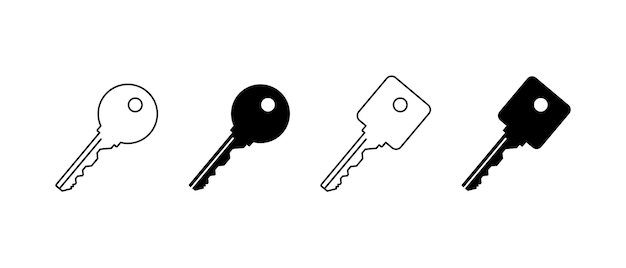 Conjunto de iconos de teclas vectoriales Símbolo de teclas de estilo plano